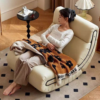 Traditional French Cat Scratch Resistant Leather Solid Wood Curved Square Accent Chair With Backrest For Living Room