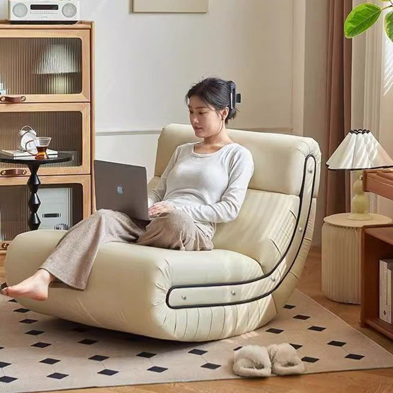 Traditional French Cat Scratch Resistant Leather Solid Wood Curved Square Accent Chair With Backrest For Living Room