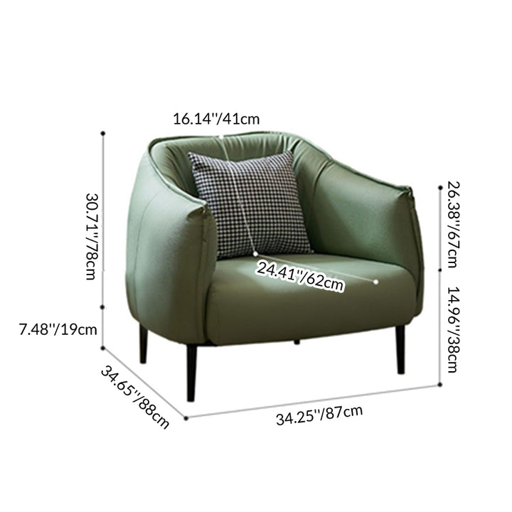 Modern Luxury Cat Scratch Resistant Leather Oil Wax Leather Pine Wood Carbon Steel Semi-Enclosed Square Accent Chair With Backrest For Living Room