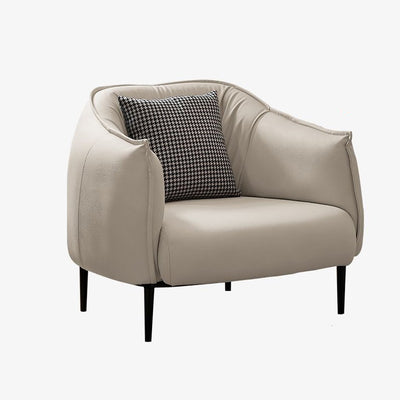 Modern Luxury Cat Scratch Resistant Leather Oil Wax Leather Wood Carbon Steel Semi-Enclosed Square Accent Chair With Backrest For Living Room