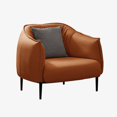 Modern Luxury Cat Scratch Resistant Leather Oil Wax Leather Wood Carbon Steel Semi-Enclosed Square Accent Chair With Backrest For Living Room