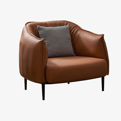 Modern Luxury Cat Scratch Resistant Leather Oil Wax Leather Wood Carbon Steel Semi-Enclosed Square Accent Chair With Backrest For Living Room