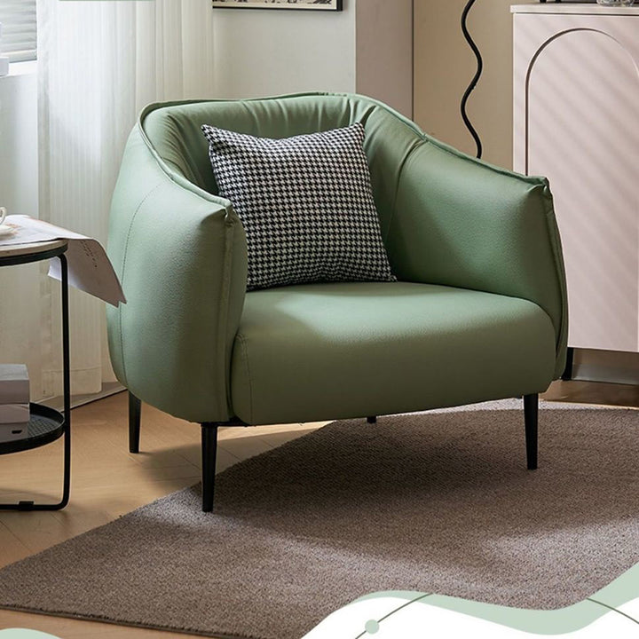 Modern Luxury Cat Scratch Resistant Leather Oil Wax Leather Pine Wood Carbon Steel Semi-Enclosed Square Accent Chair With Backrest For Living Room
