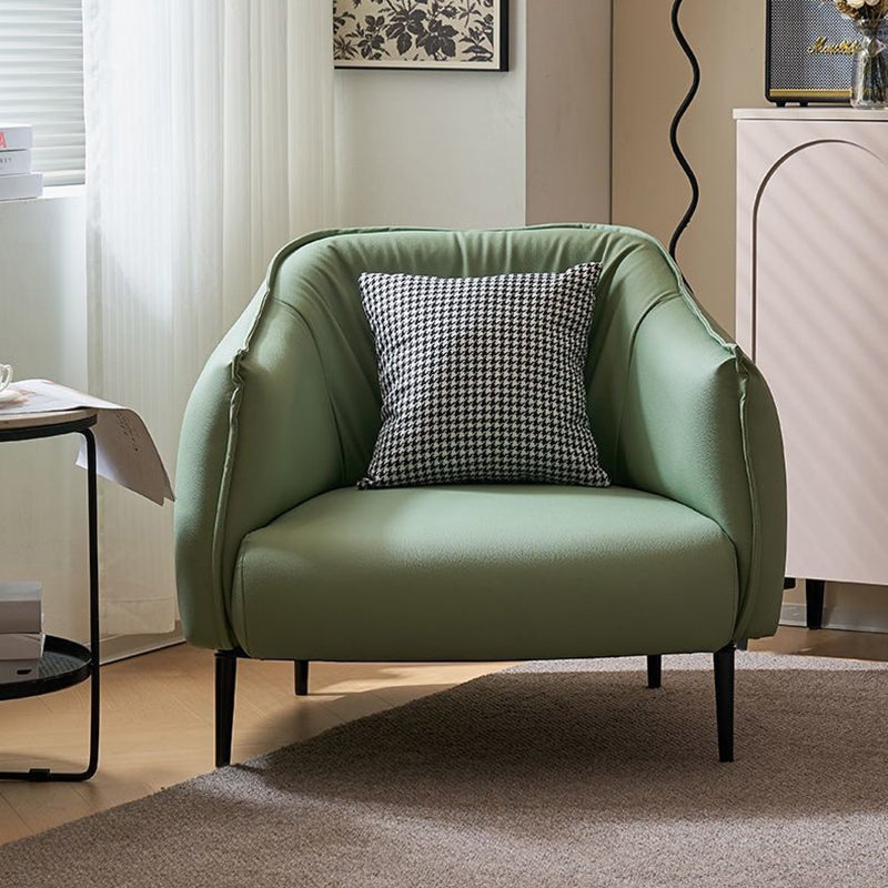 Modern Luxury Cat Scratch Resistant Leather Oil Wax Leather Wood Carbon Steel Semi-Enclosed Square Accent Chair With Backrest For Living Room