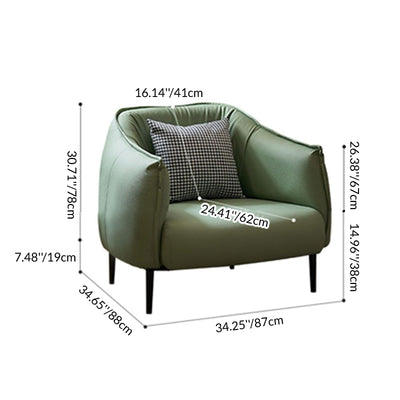 Modern Luxury Cat Scratch Resistant Leather Oil Wax Leather Wood Carbon Steel Semi-Enclosed Square Accent Chair With Backrest For Living Room