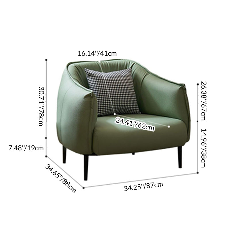 Modern Luxury Cat Scratch Resistant Leather Oil Wax Leather Wood Carbon Steel Semi-Enclosed Square Accent Chair With Backrest For Living Room