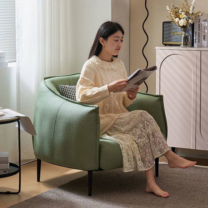 Modern Luxury Cat Scratch Resistant Leather Oil Wax Leather Wood Carbon Steel Semi-Enclosed Square Accent Chair With Backrest For Living Room