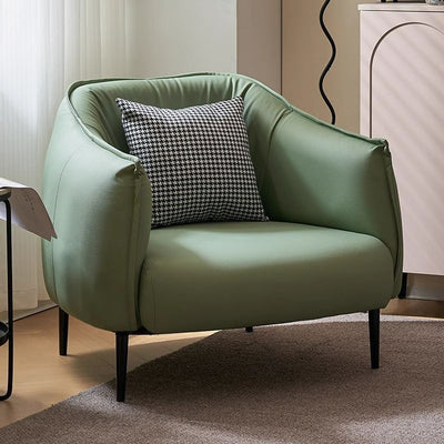 Modern Luxury Cat Scratch Resistant Leather Oil Wax Leather Wood Carbon Steel Semi-Enclosed Square Accent Chair With Backrest For Living Room