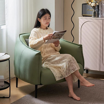 Modern Luxury Cat Scratch Resistant Leather Oil Wax Leather Wood Carbon Steel Semi-Enclosed Square Accent Chair With Backrest For Living Room