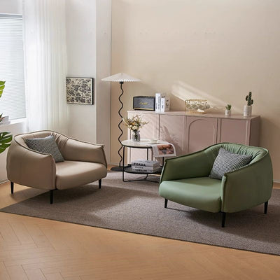 Modern Luxury Cat Scratch Resistant Leather Oil Wax Leather Wood Carbon Steel Semi-Enclosed Square Accent Chair With Backrest For Living Room