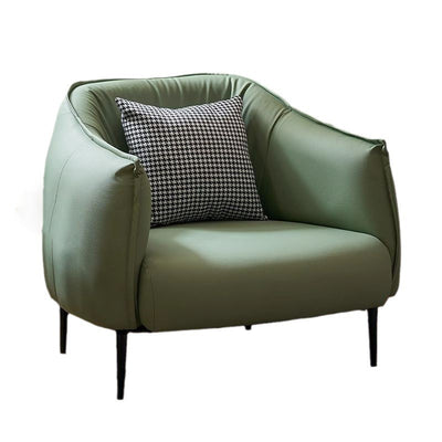 Modern Luxury Cat Scratch Resistant Leather Oil Wax Leather Wood Carbon Steel Semi-Enclosed Square Accent Chair With Backrest For Living Room