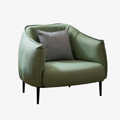 Modern Luxury Cat Scratch Resistant Leather Oil Wax Leather Wood Carbon Steel Semi-Enclosed Square Accent Chair With Backrest For Living Room