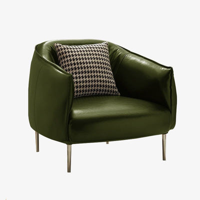 Modern Luxury Cat Scratch Resistant Leather Oil Wax Leather Wood Carbon Steel Semi-Enclosed Square Accent Chair With Backrest For Living Room