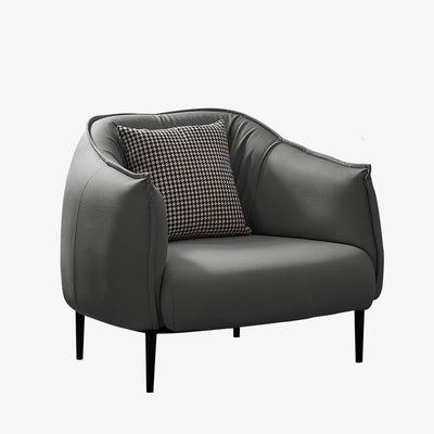 Modern Luxury Cat Scratch Resistant Leather Oil Wax Leather Wood Carbon Steel Semi-Enclosed Square Accent Chair With Backrest For Living Room