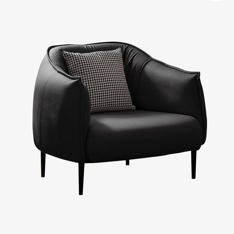 Modern Luxury Cat Scratch Resistant Leather Oil Wax Leather Wood Carbon Steel Semi-Enclosed Square Accent Chair With Backrest For Living Room