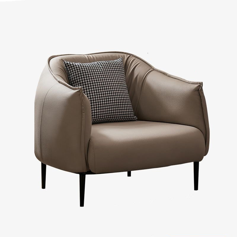 Modern Luxury Cat Scratch Resistant Leather Oil Wax Leather Wood Carbon Steel Semi-Enclosed Square Accent Chair With Backrest For Living Room