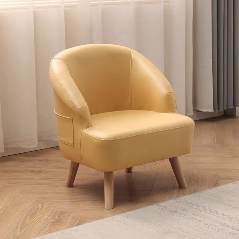 Contemporary Scandinavian Tech Fabric Solid Wood Semi-Enclosed Cylindrical Accent Chair With Backrest For Living Room