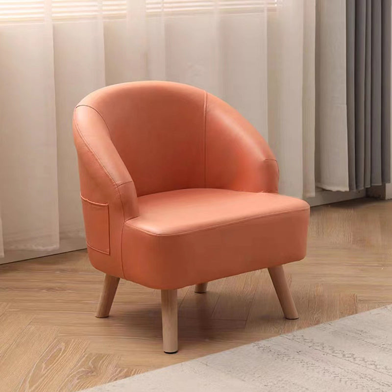 Contemporary Scandinavian Tech Fabric Solid Wood Semi-Enclosed Cylindrical Accent Chair With Backrest For Living Room