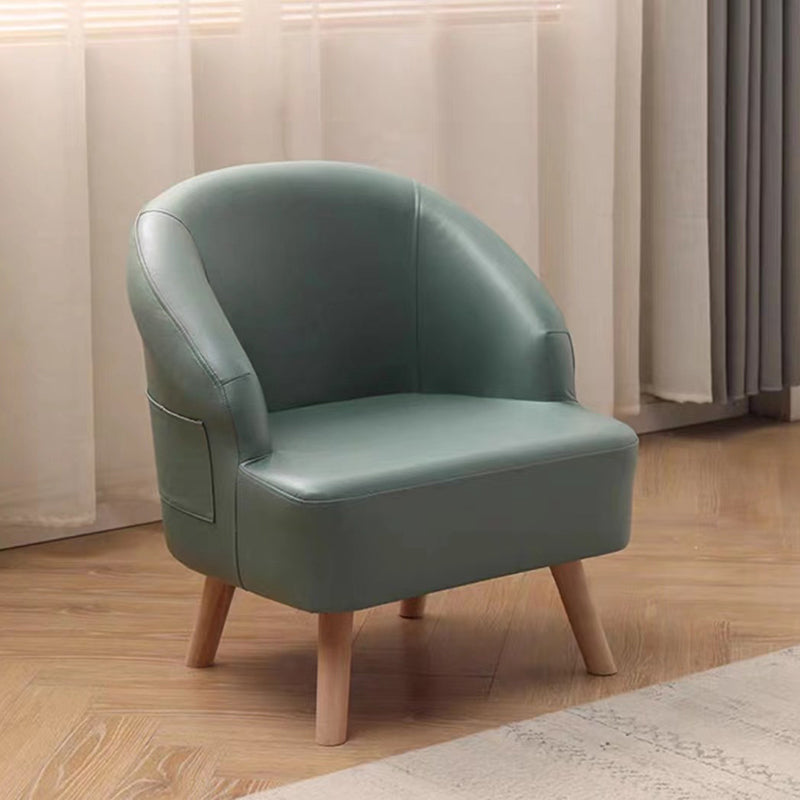 Contemporary Scandinavian Tech Fabric Solid Wood Semi-Enclosed Cylindrical Accent Chair With Backrest For Living Room