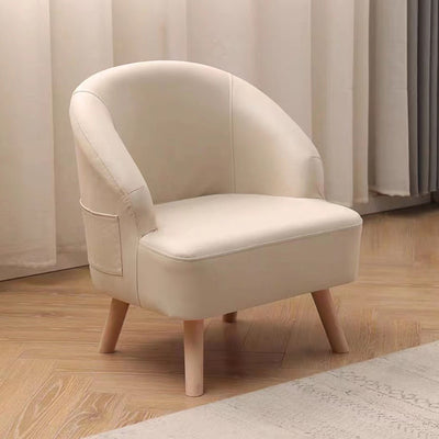 Contemporary Scandinavian Tech Fabric Solid Wood Semi-Enclosed Cylindrical Accent Chair With Backrest For Living Room