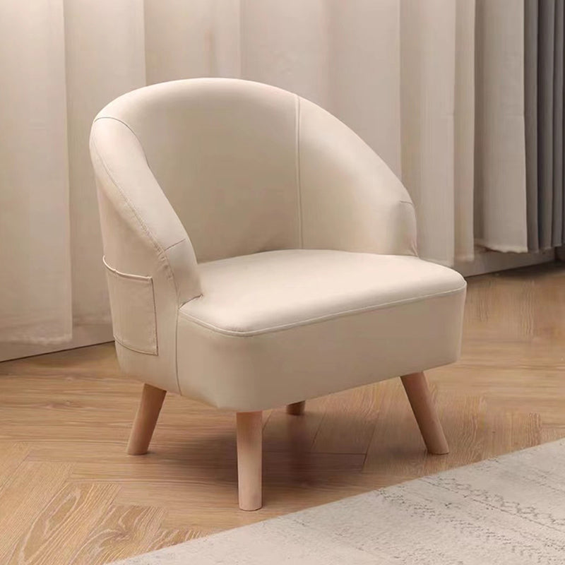 Contemporary Scandinavian Tech Fabric Solid Wood Semi-Enclosed Cylindrical Accent Chair With Backrest For Living Room