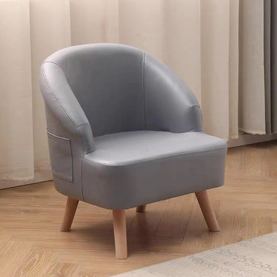 Contemporary Scandinavian Tech Fabric Solid Wood Semi-Enclosed Cylindrical Accent Chair With Backrest For Living Room