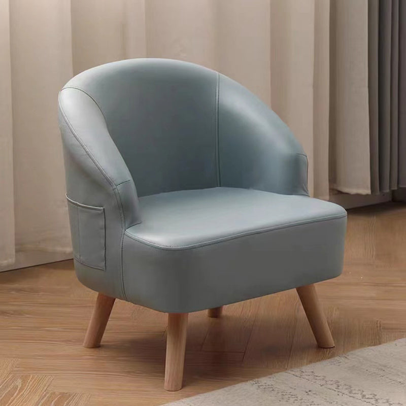 Contemporary Scandinavian Tech Fabric Solid Wood Semi-Enclosed Cylindrical Accent Chair With Backrest For Living Room