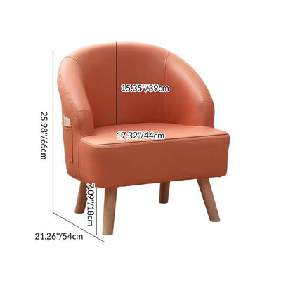 Contemporary Scandinavian Tech Fabric Solid Wood Semi-Enclosed Cylindrical Accent Chair With Backrest For Living Room