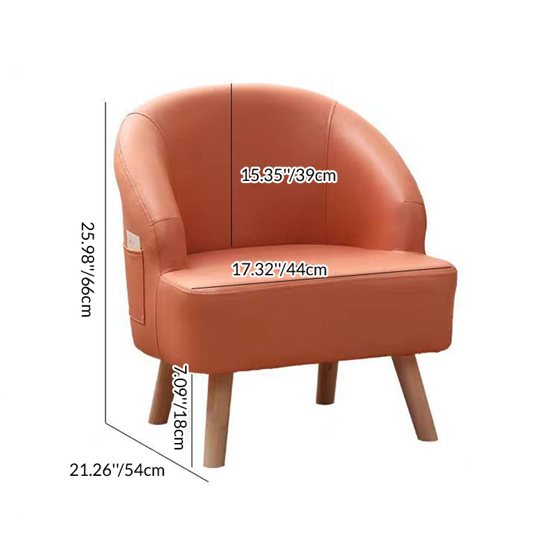 Contemporary Scandinavian Tech Fabric Solid Wood Semi-Enclosed Cylindrical Accent Chair With Backrest For Living Room