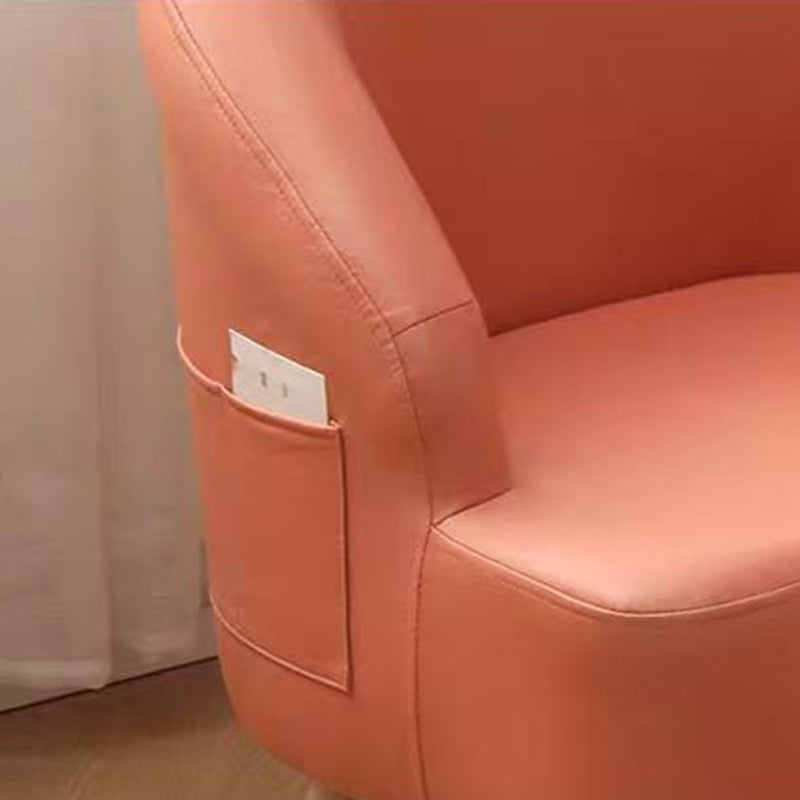 Contemporary Scandinavian Tech Fabric Solid Wood Semi-Enclosed Cylindrical Accent Chair With Backrest For Living Room