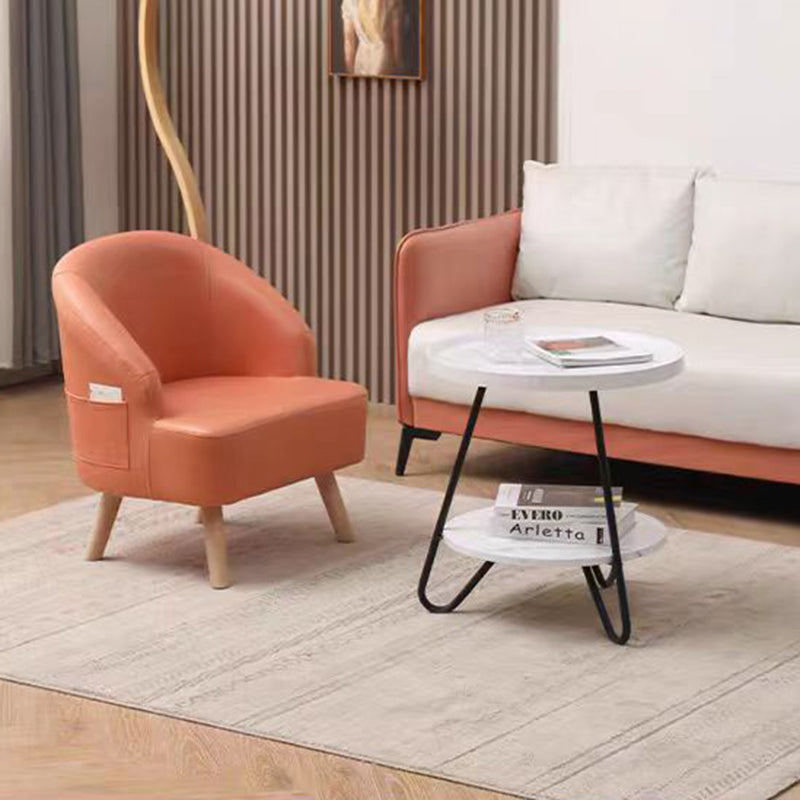 Contemporary Scandinavian Tech Fabric Solid Wood Semi-Enclosed Cylindrical Accent Chair With Backrest For Living Room