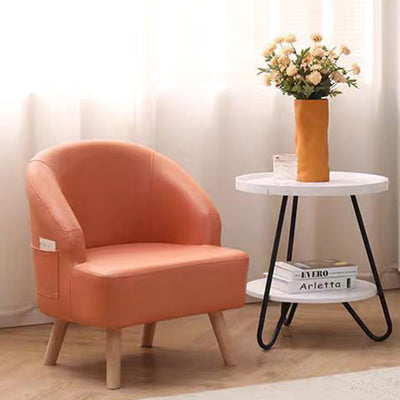 Contemporary Scandinavian Tech Fabric Solid Wood Semi-Enclosed Cylindrical Accent Chair With Backrest For Living Room