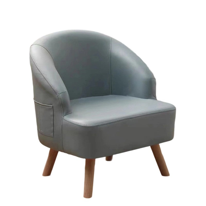 Contemporary Scandinavian Tech Fabric Solid Wood Semi-Enclosed Cylindrical Accent Chair With Backrest For Living Room