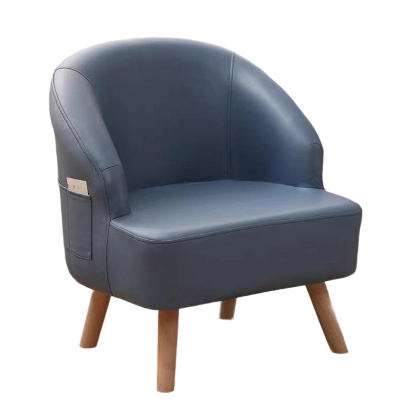 Contemporary Scandinavian Tech Fabric Solid Wood Semi-Enclosed Cylindrical Accent Chair With Backrest For Living Room