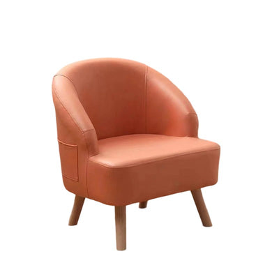 Contemporary Scandinavian Tech Fabric Solid Wood Semi-Enclosed Cylindrical Accent Chair With Backrest For Living Room