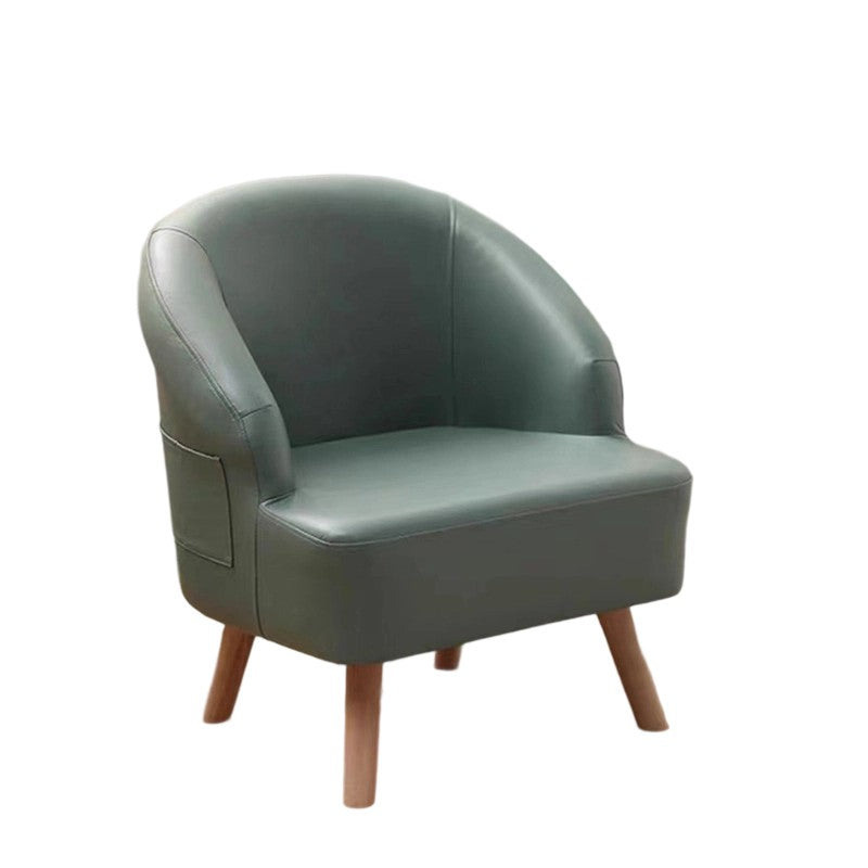 Contemporary Scandinavian Tech Fabric Solid Wood Semi-Enclosed Cylindrical Accent Chair With Backrest For Living Room
