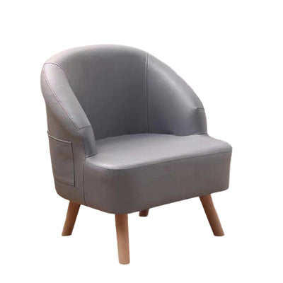 Contemporary Scandinavian Tech Fabric Solid Wood Semi-Enclosed Cylindrical Accent Chair With Backrest For Living Room