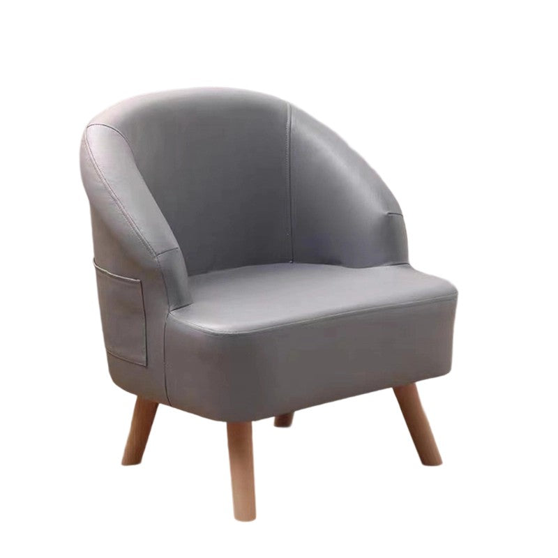 Contemporary Scandinavian Tech Fabric Solid Wood Semi-Enclosed Cylindrical Accent Chair With Backrest For Living Room