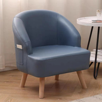 Contemporary Scandinavian Tech Fabric Solid Wood Semi-Enclosed Cylindrical Accent Chair With Backrest For Living Room