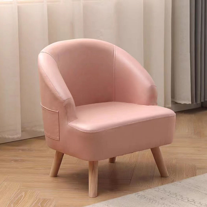 Contemporary Scandinavian Tech Fabric Solid Wood Semi-Enclosed Cylindrical Accent Chair With Backrest For Living Room