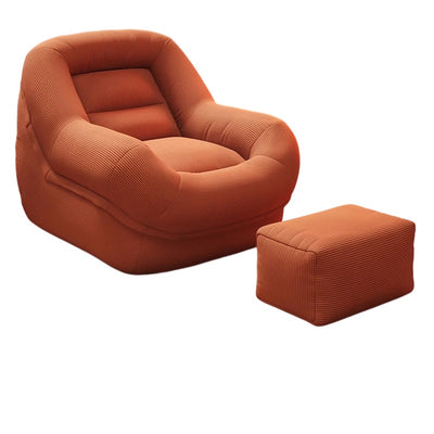 Contemporary Creative Corduroy EPS U-Shaped Rounded Square Accent Chair With Backrest For Living Room