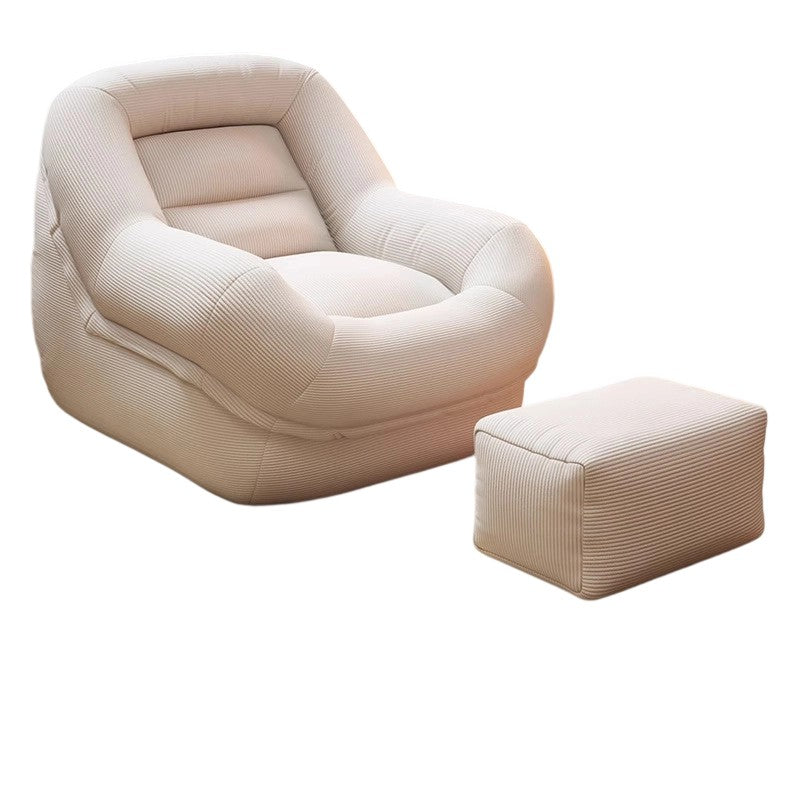 Contemporary Creative Corduroy EPS U-Shaped Rounded Square Accent Chair With Backrest For Living Room