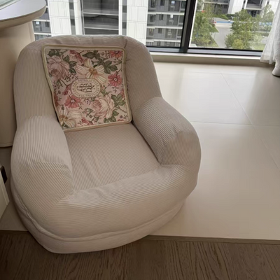 Contemporary Creative Corduroy EPS U-Shaped Rounded Square Accent Chair With Backrest For Living Room