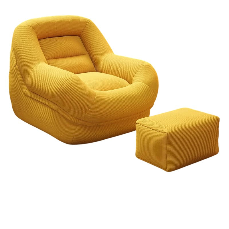 Contemporary Creative Corduroy EPS U-Shaped Rounded Square Accent Chair With Backrest For Living Room