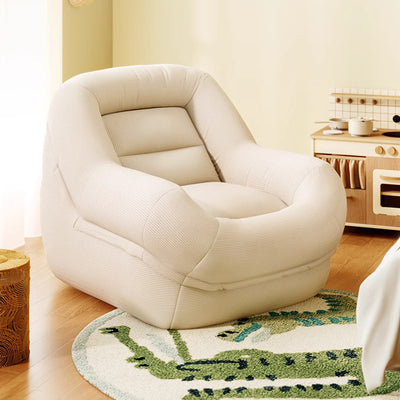 Contemporary Creative Corduroy EPS U-Shaped Rounded Square Accent Chair With Backrest For Living Room