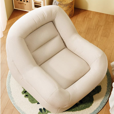 Contemporary Creative Corduroy EPS U-Shaped Rounded Square Accent Chair With Backrest For Living Room