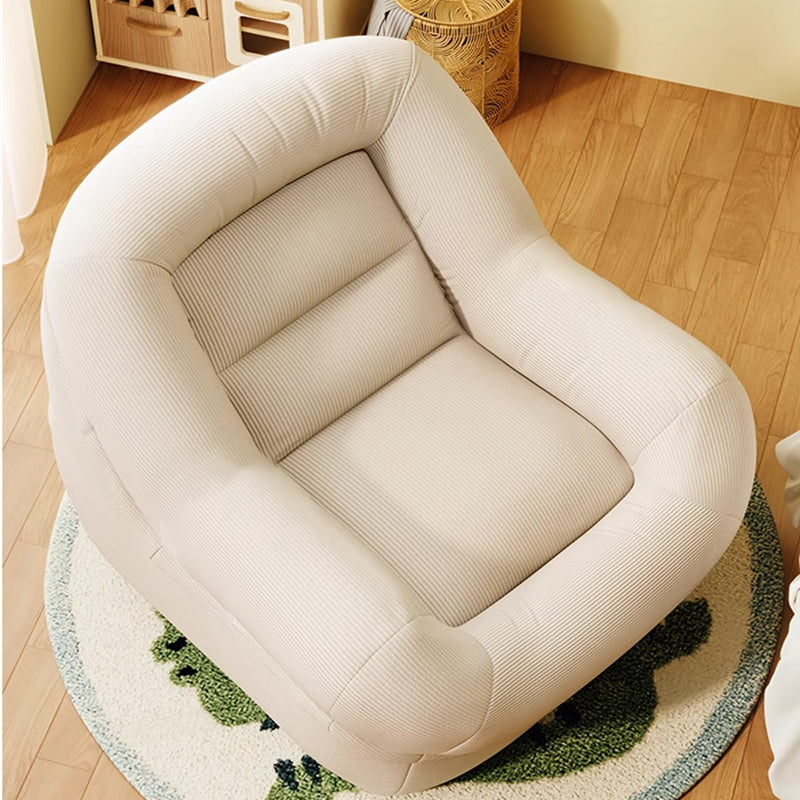 Contemporary Creative Corduroy EPS U-Shaped Rounded Square Accent Chair With Backrest For Living Room