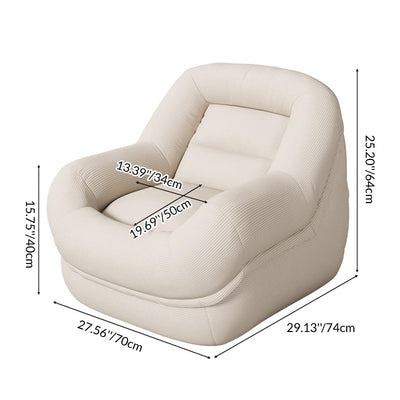 Contemporary Creative Corduroy EPS U-Shaped Rounded Square Accent Chair With Backrest For Living Room