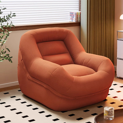 Contemporary Creative Corduroy EPS U-Shaped Rounded Square Accent Chair With Backrest For Living Room