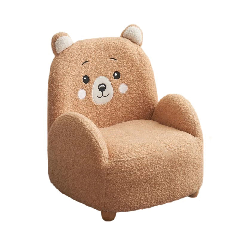 Modern Art Deco Lambswool Solid Wood Cartoon Animal Rounded Square Accent Chair With Backrest Armrests For Living Room